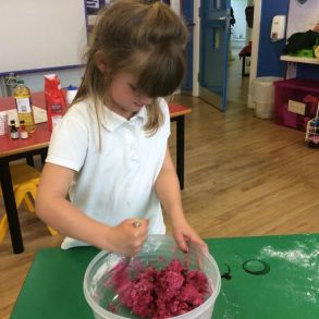 P1 and P2 have fun with play dough